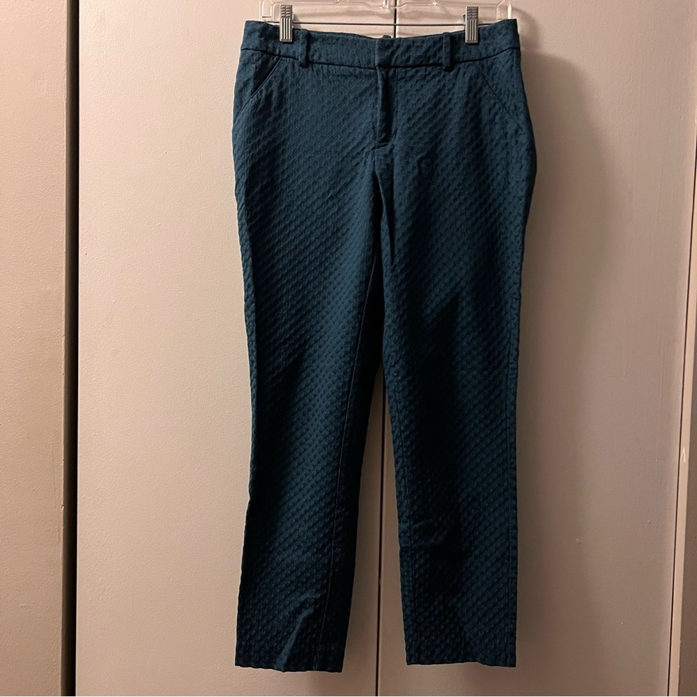 Blue Patterned Cropped Pants